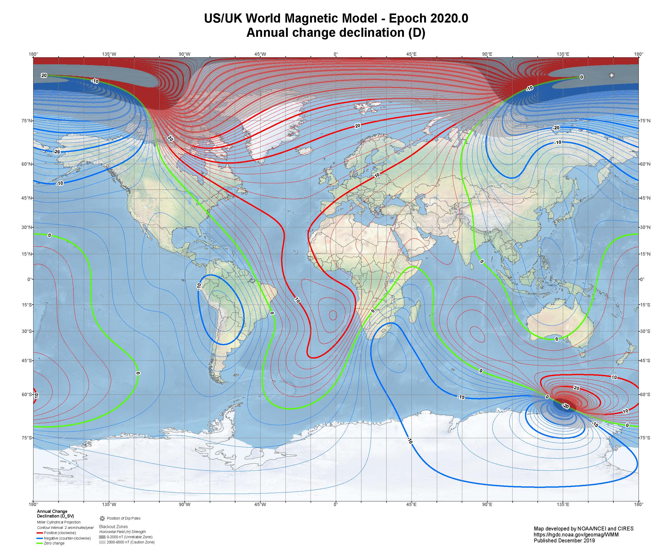 Magnetic Declination Map 2025