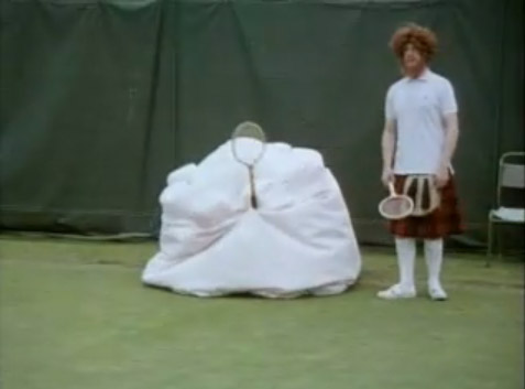 Blancmange, playing tennis.
